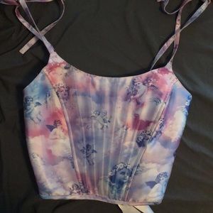Sugar Thrillz angel pink, white and blue corset